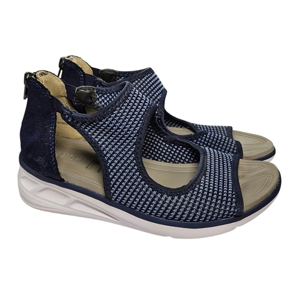 JBU 7W Blue‎ Woven Fabric Wedge Open-Toe Sandals Casual Women Shoes #329